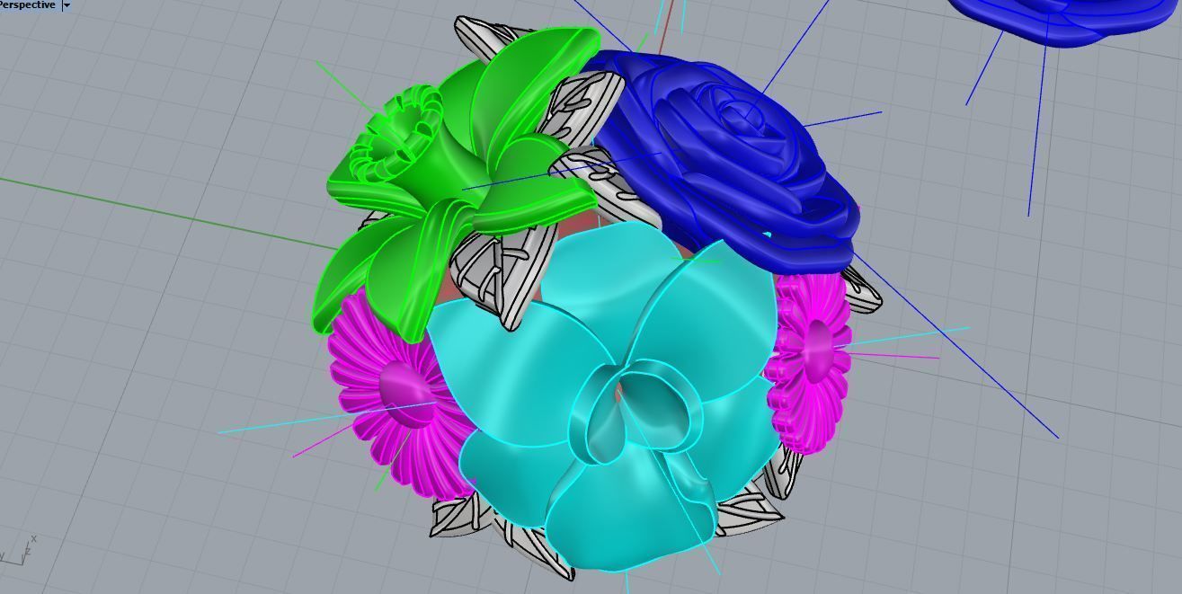 flowers bouquet earrings 3D print model_6