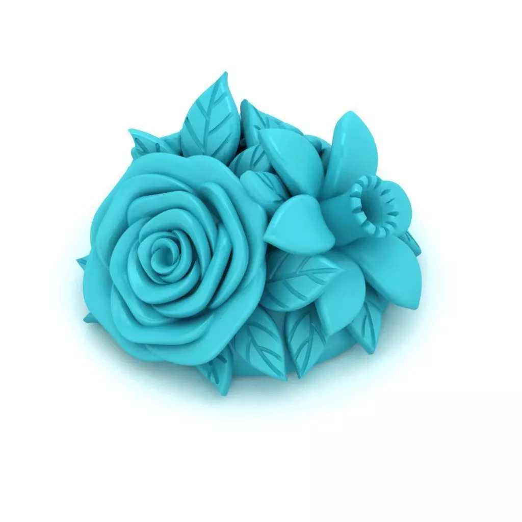 flowers bouquet earrings 3D print model_0