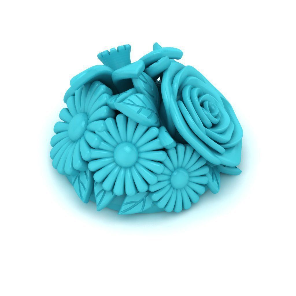 flowers bouquet earrings 3D print model_2