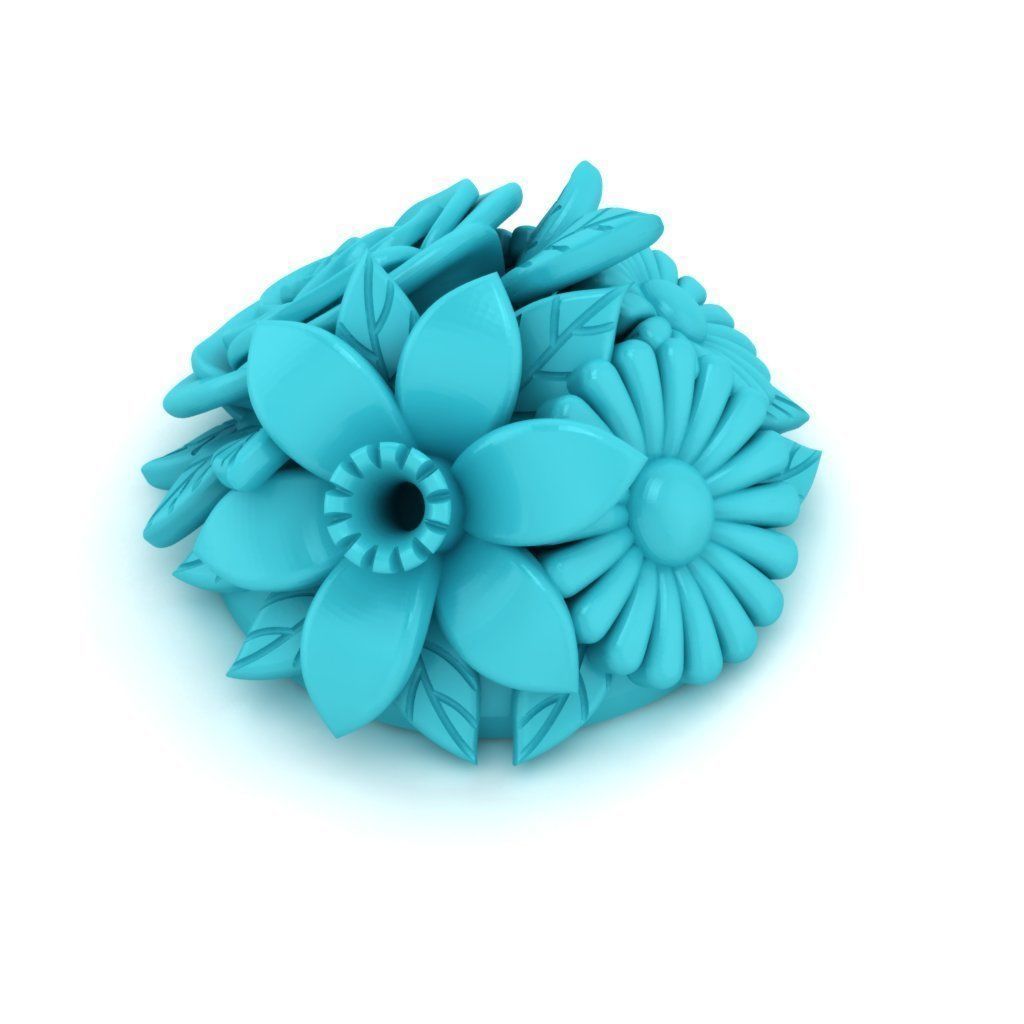 flowers bouquet earrings 3D print model_1