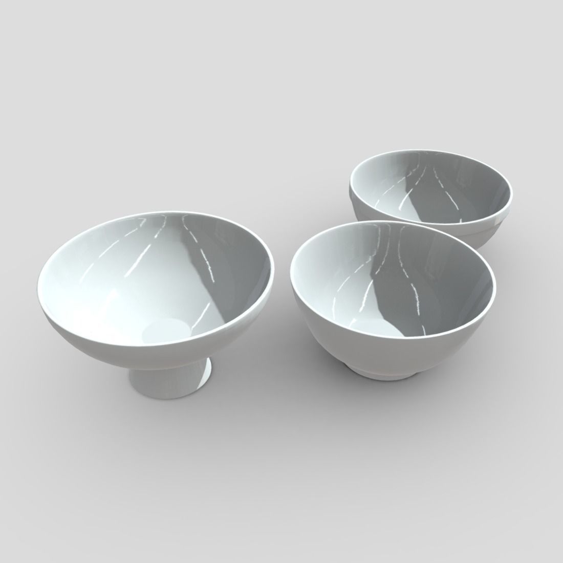 Bowl Set two bowls Low-poly 3D model_7