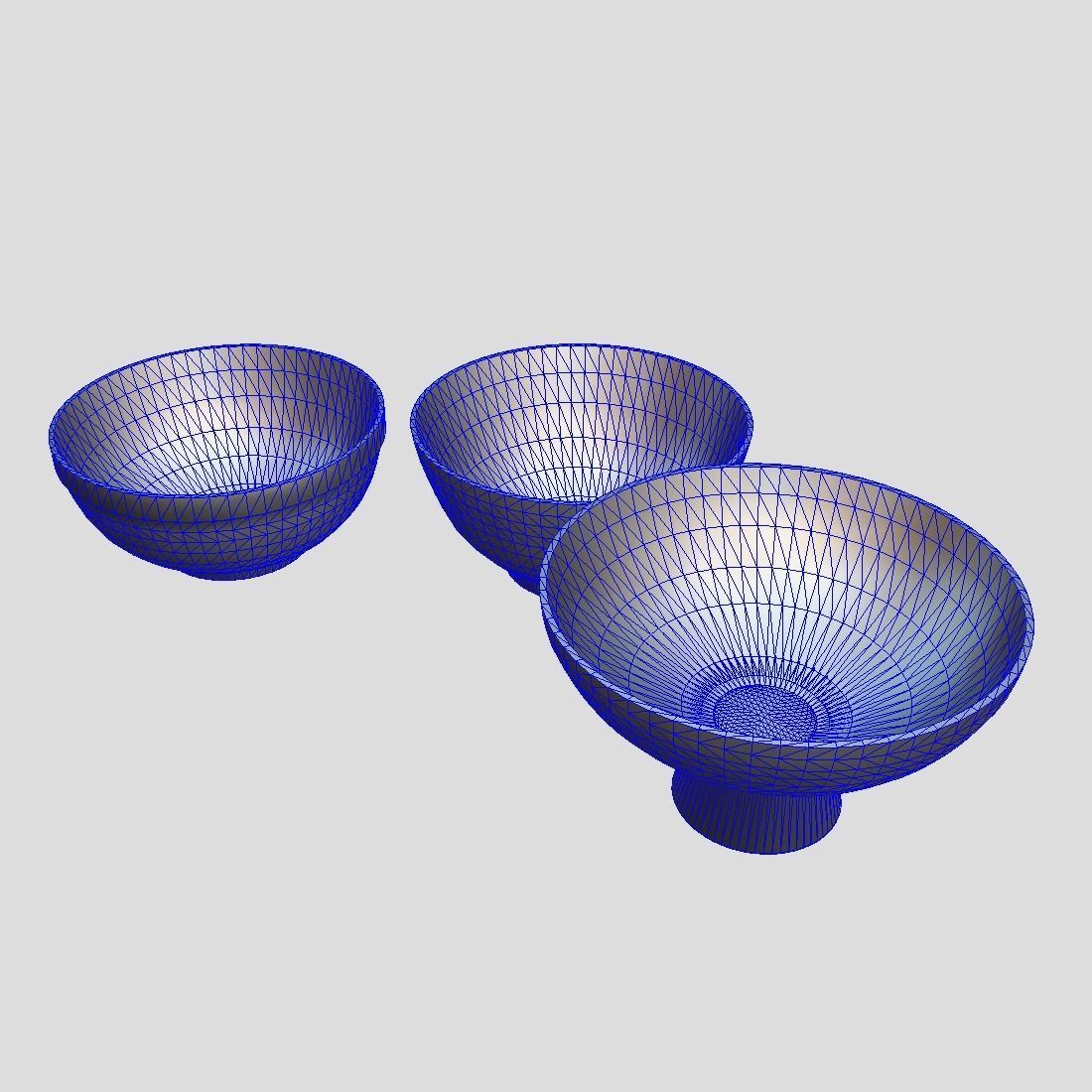 Bowl Set two bowls Low-poly 3D model_3