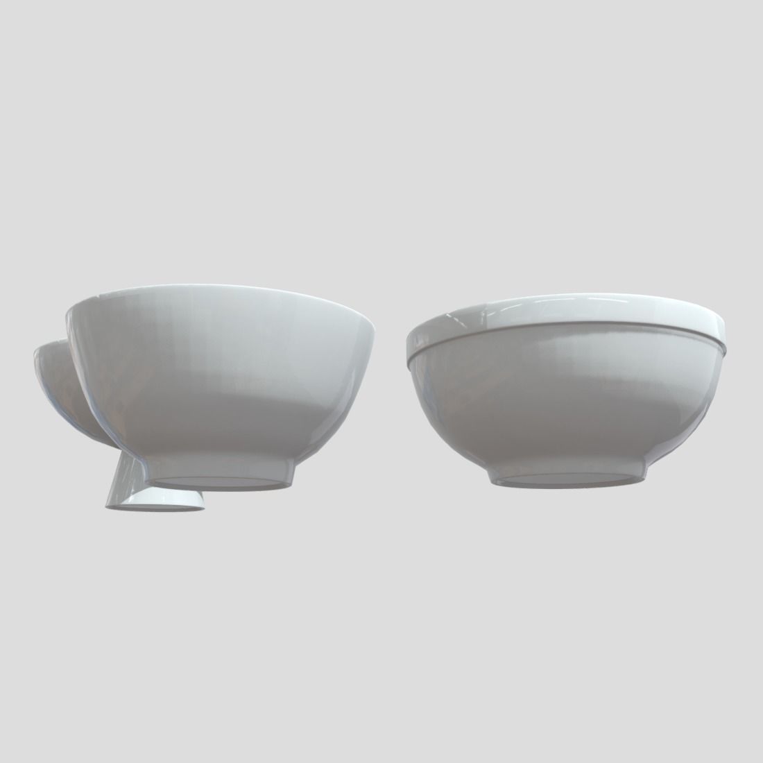 Bowl Set two bowls Low-poly 3D model_9