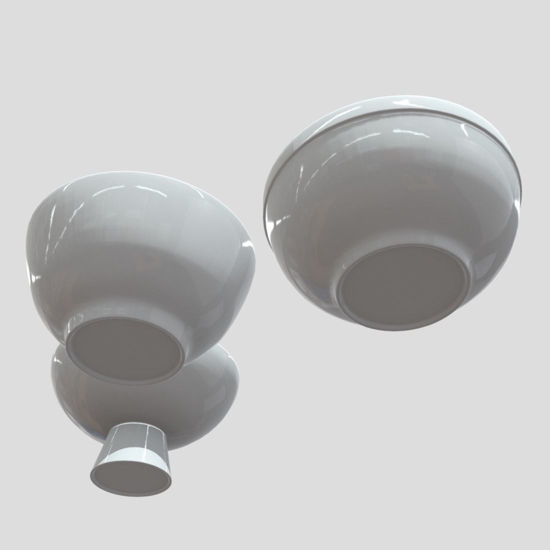 Bowl Set two bowls Low-poly 3D model_10