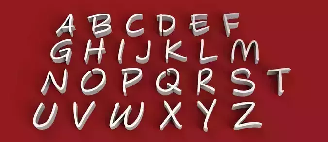 INK DRAFT  Font uppercase and lowercase 3D Letters STL FILE