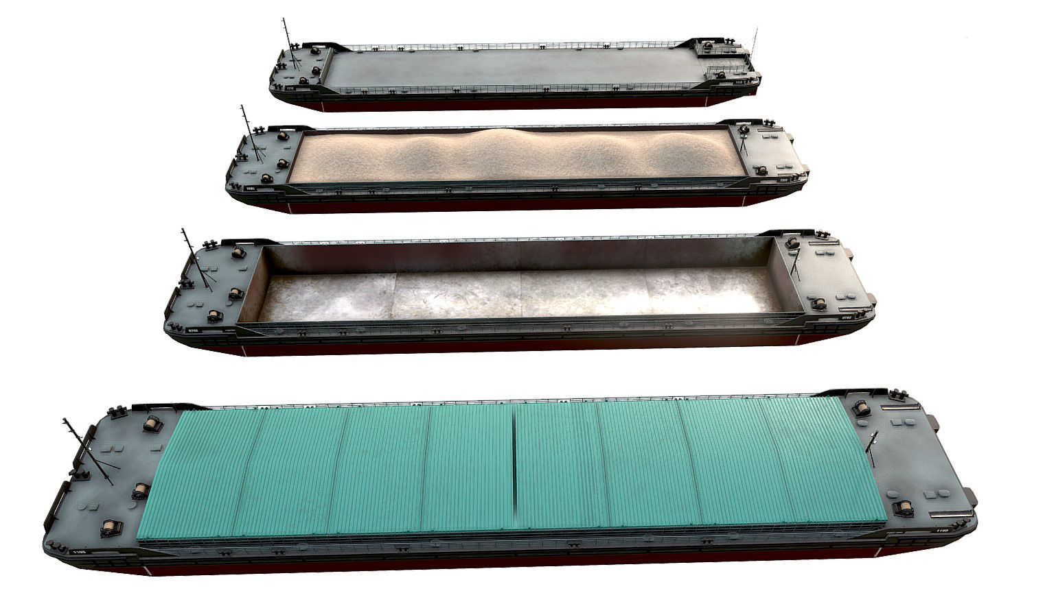 Barges   collection  01 Low-poly 3D model_2