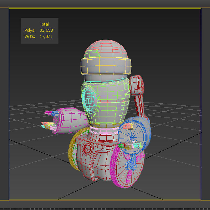 Two Wheels Robot Model Low-poly 3D model_16