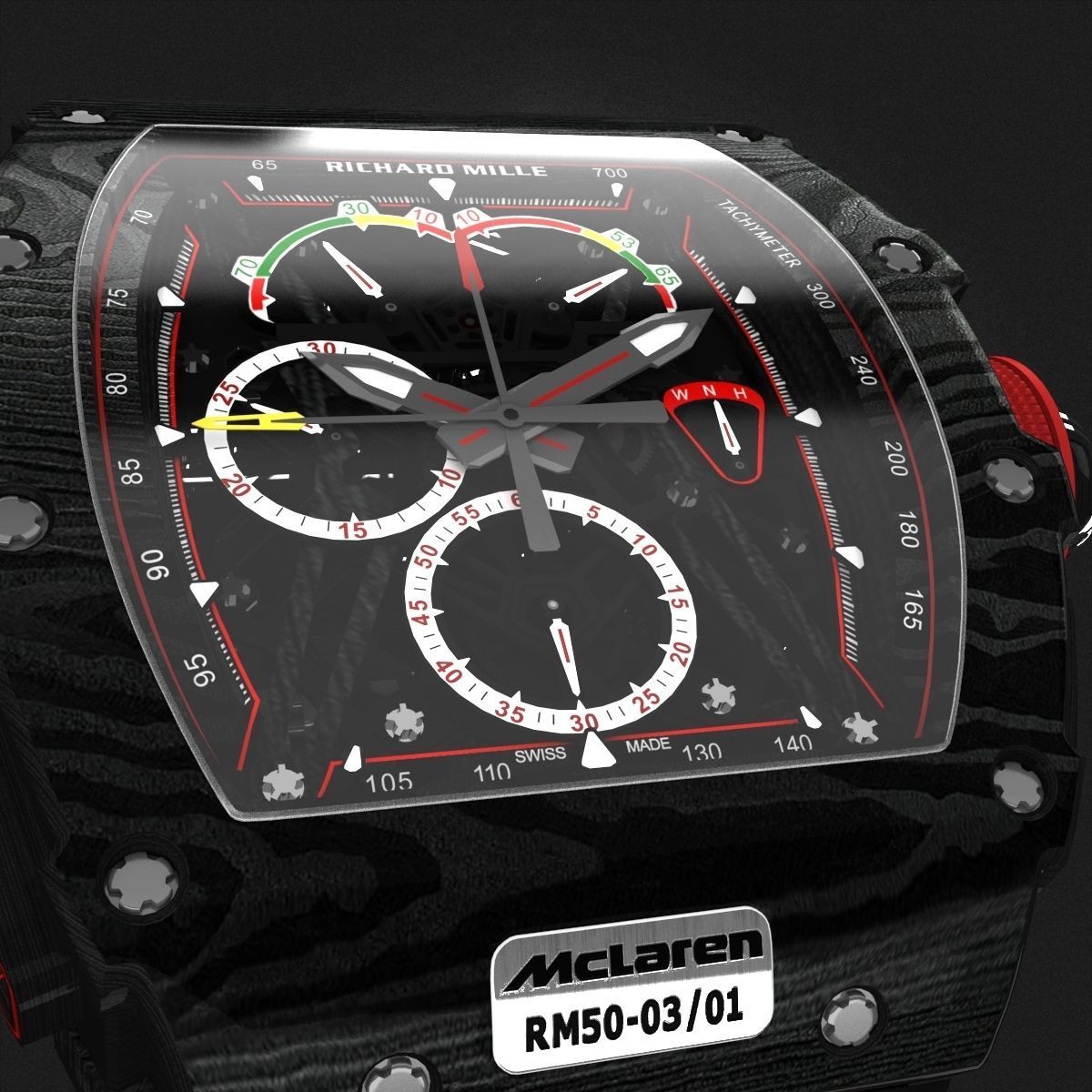 Richard Mille RM 50-03 Watch With Black Strap 3D model_5