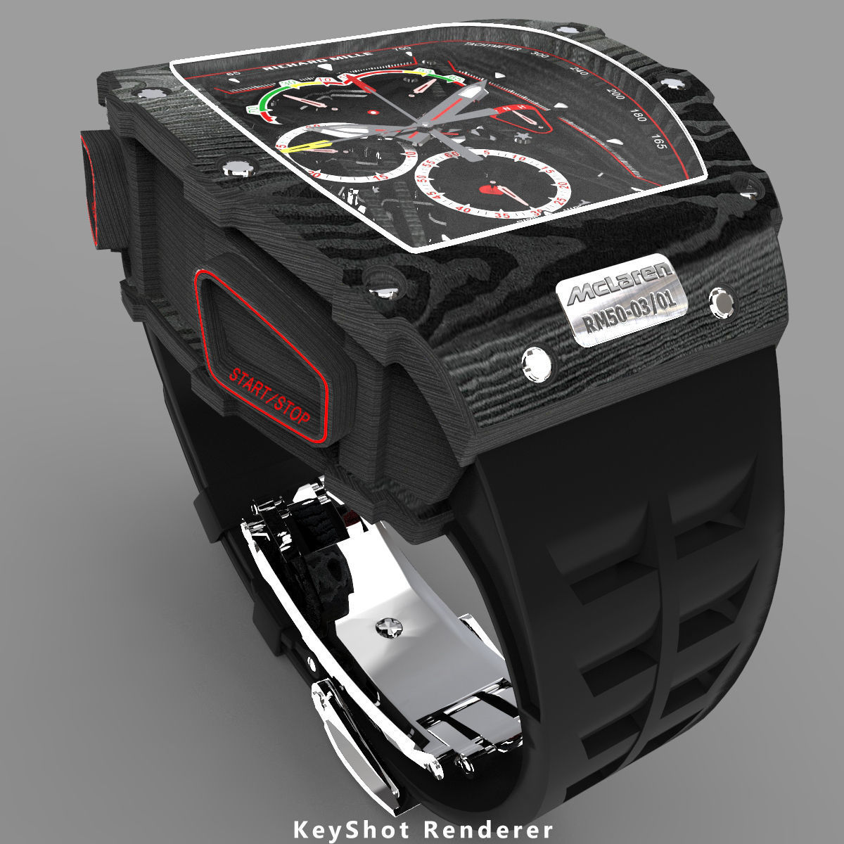 Richard Mille RM 50-03 Watch With Black Strap 3D model_9