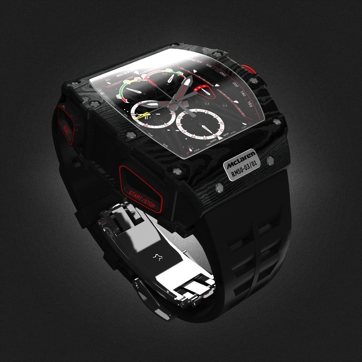 Richard Mille RM 50-03 Watch With Black Strap 3D model_1