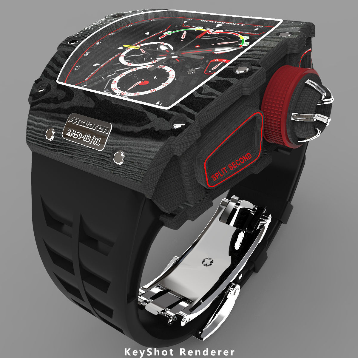 Richard Mille RM 50-03 Watch With Black Strap 3D model_8