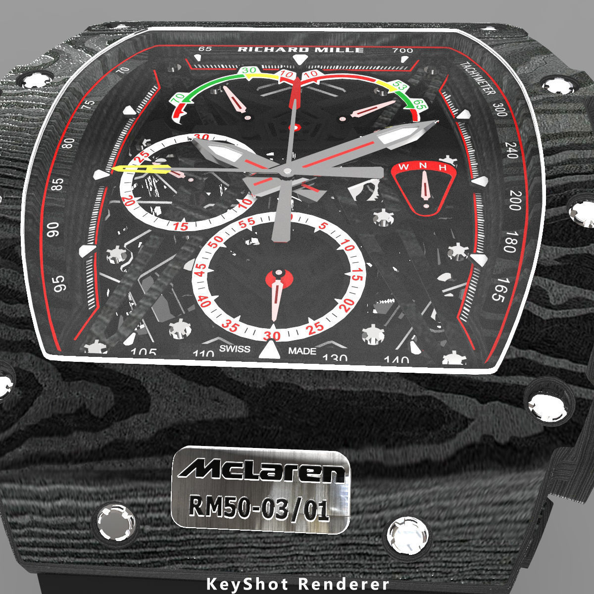 Richard Mille RM 50-03 Watch With Black Strap 3D model_7