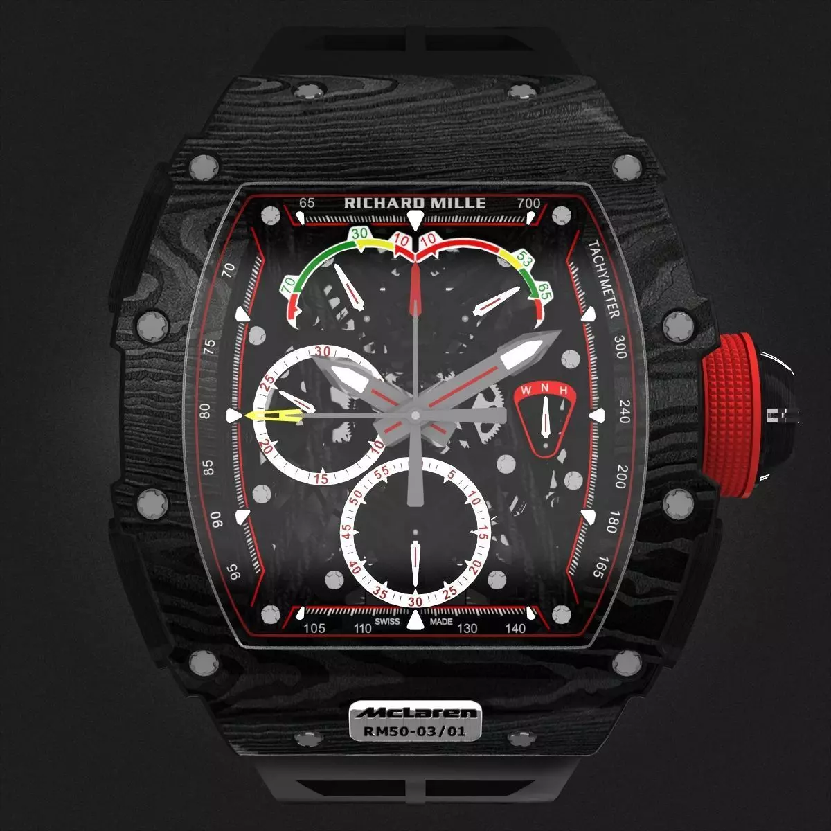 Richard Mille RM 50-03 Watch With Black Strap 3D model_0