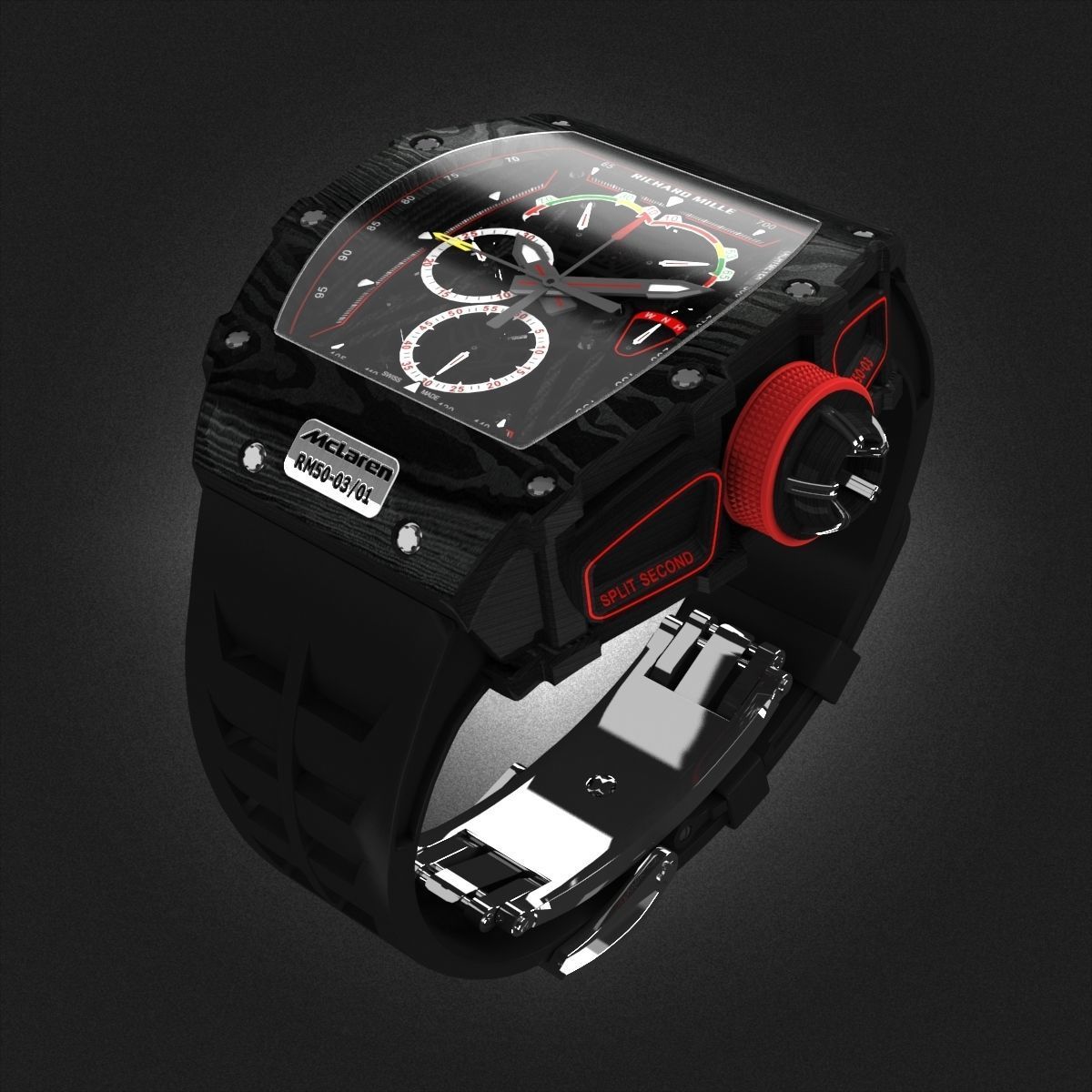 Richard Mille RM 50-03 Watch With Black Strap 3D model_2