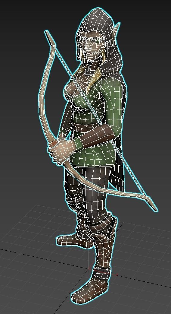 Elf Archer Low-poly 3D model_4