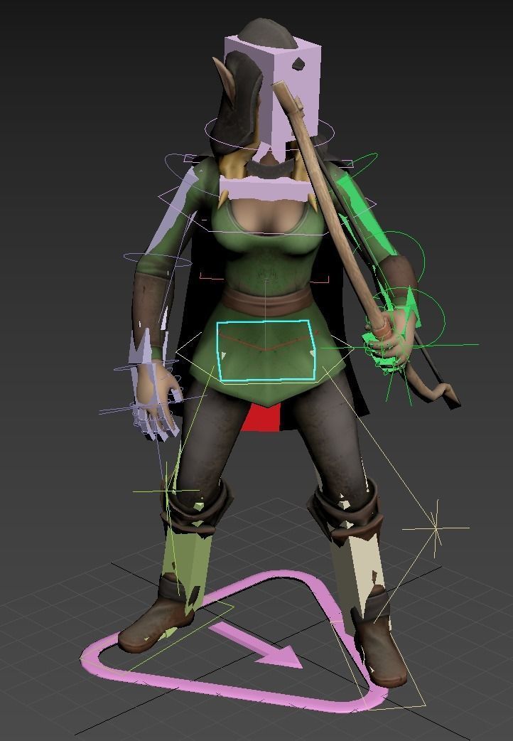 Elf Archer Low-poly 3D model_2