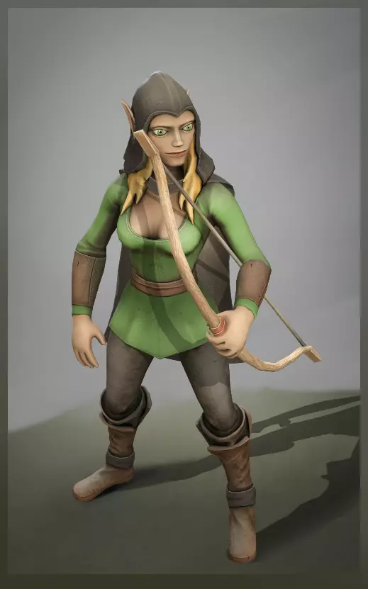 Elf Archer Low-poly 3D model_0