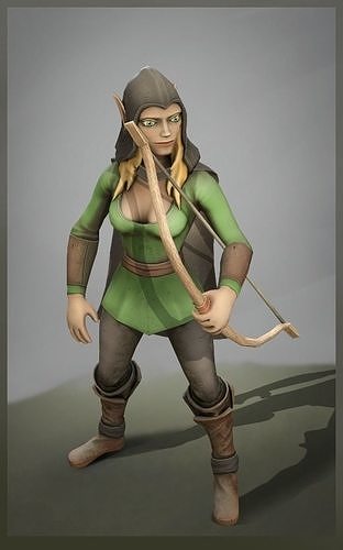 Elf Archer Low-poly 3D model