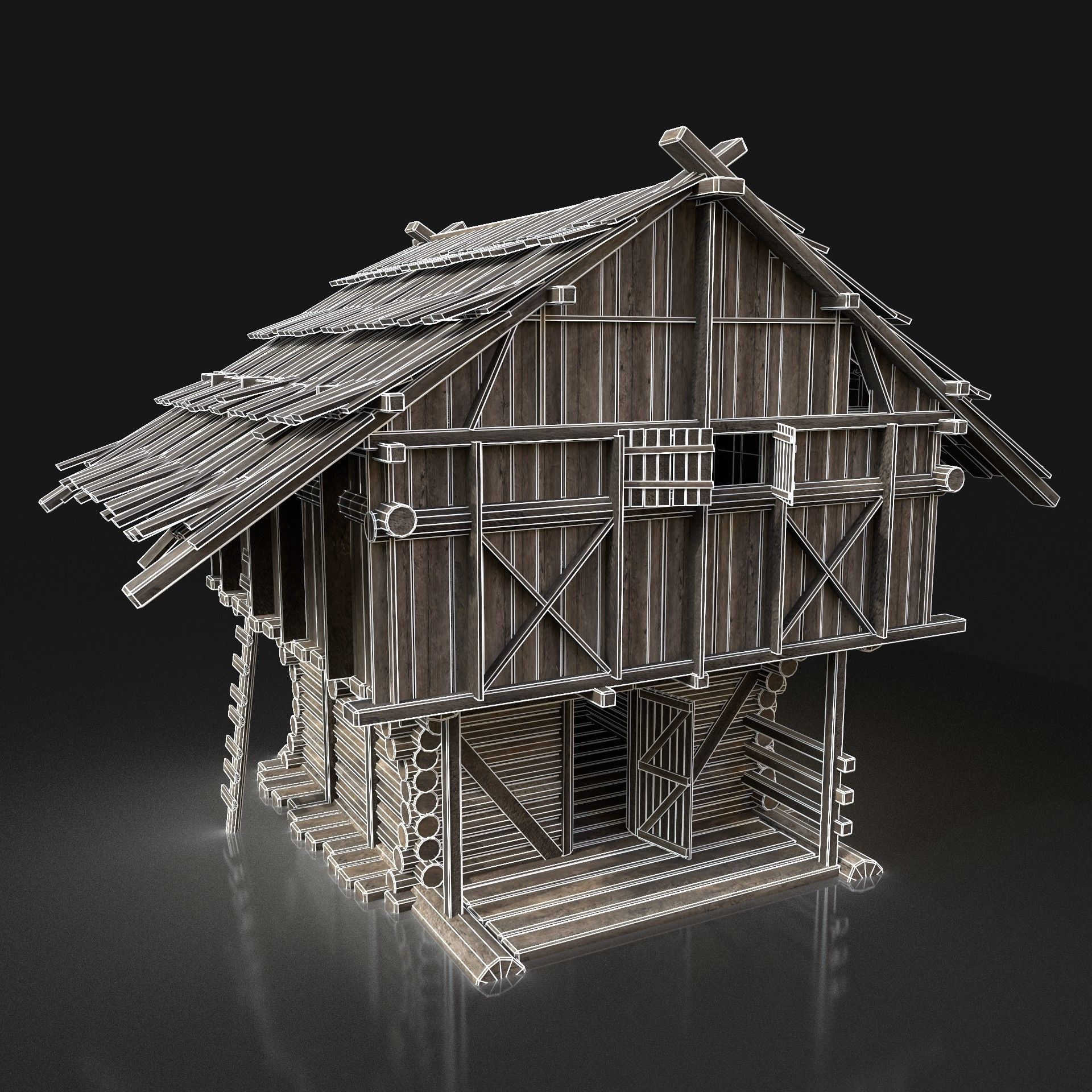 Viking Big House Cottage Hut Northern Fantasy Next Gen AAA Low-poly 3D model_4