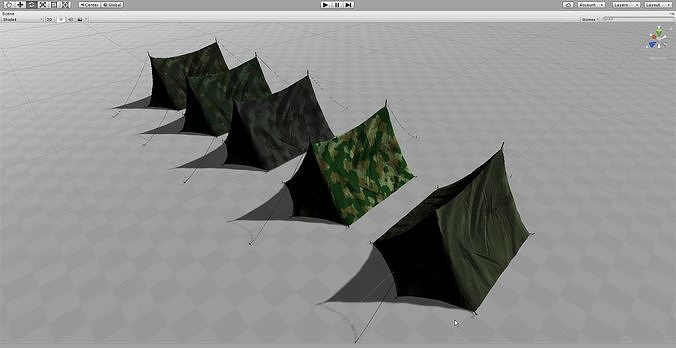Camp - Military hideout summer tents Low-poly 3D model