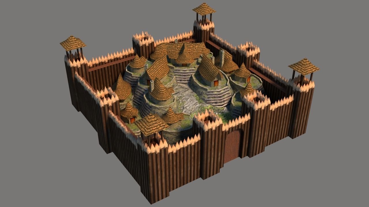 Barbarian Village Low-poly 3D model_1