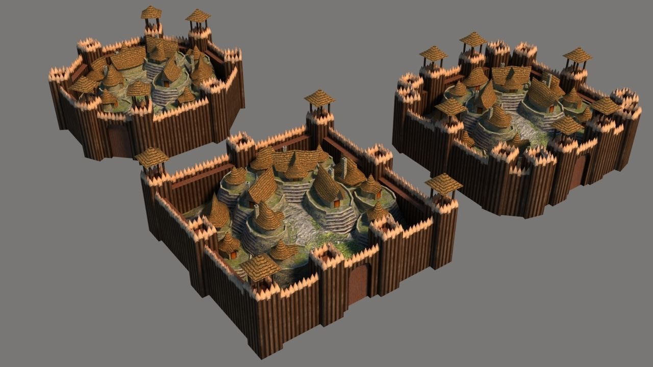 Barbarian Village Low-poly 3D model_4