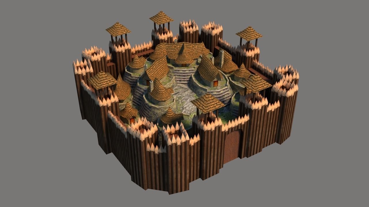 Barbarian Village Low-poly 3D model_2