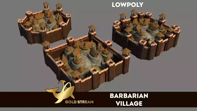 Barbarian Village Low-poly 3D model