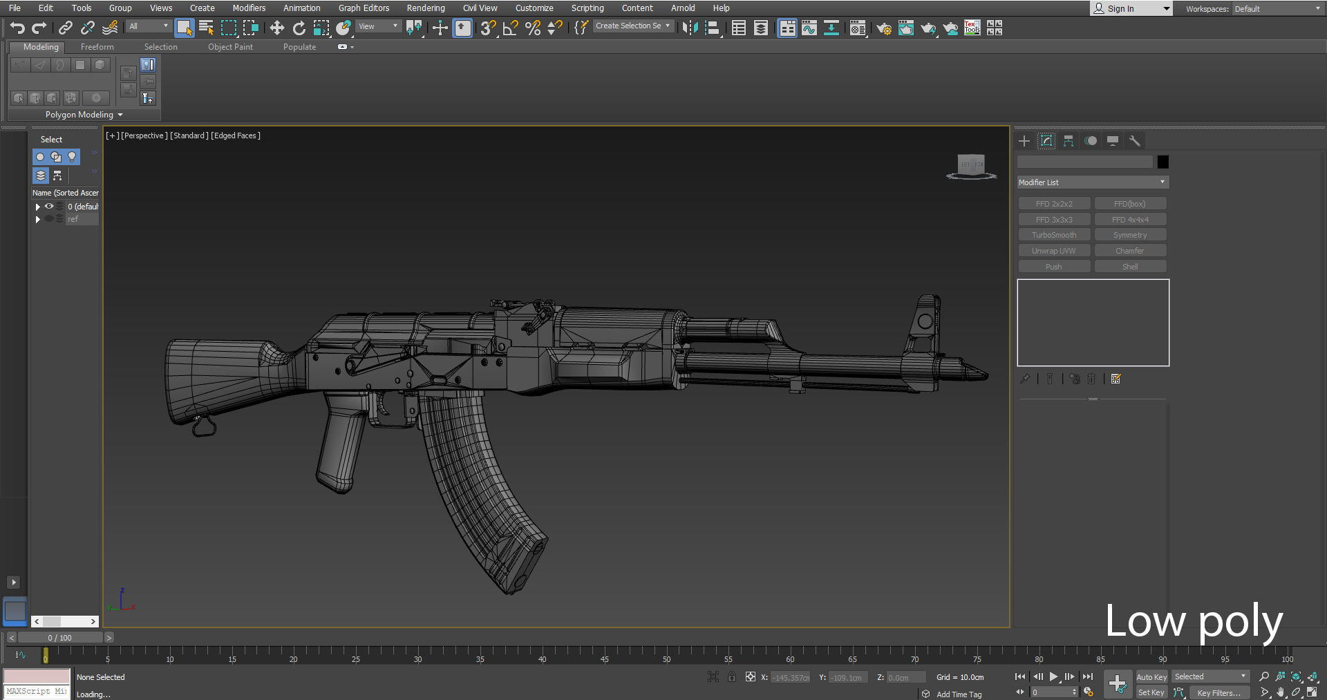 Low poly AK-47 with high resolution model and PBR textures Low-poly 3D model_3