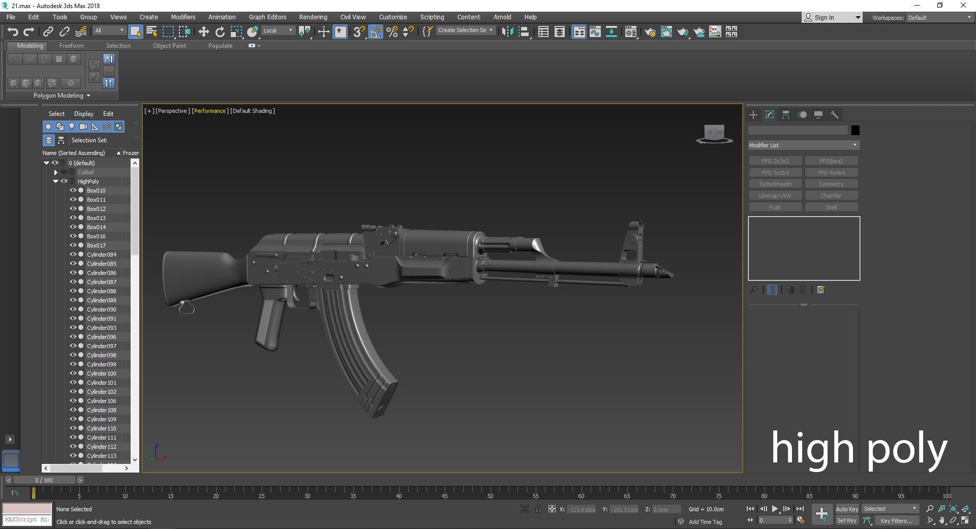 Low poly AK-47 with high resolution model and PBR textures Low-poly 3D model_2