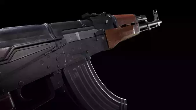 Low poly AK-47 with high resolution model and PBR textures Low-poly 3D model