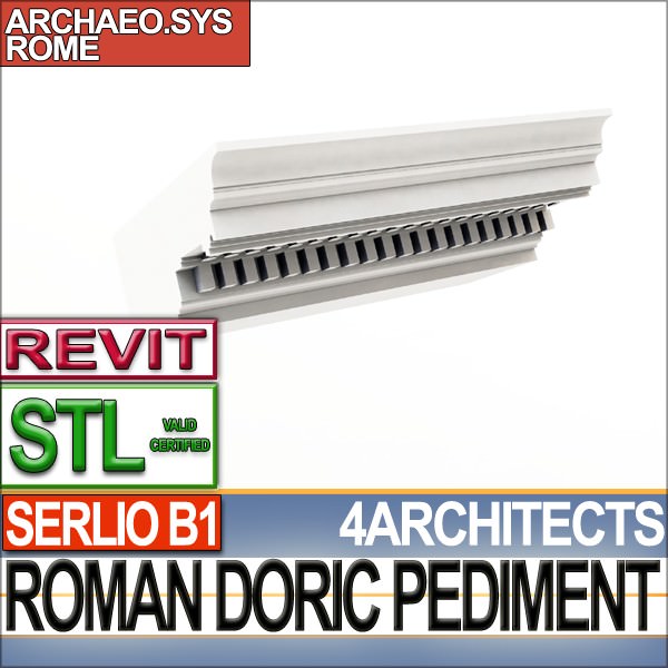 Roman Doric Pediment Serlio Block B1 3D print model_7