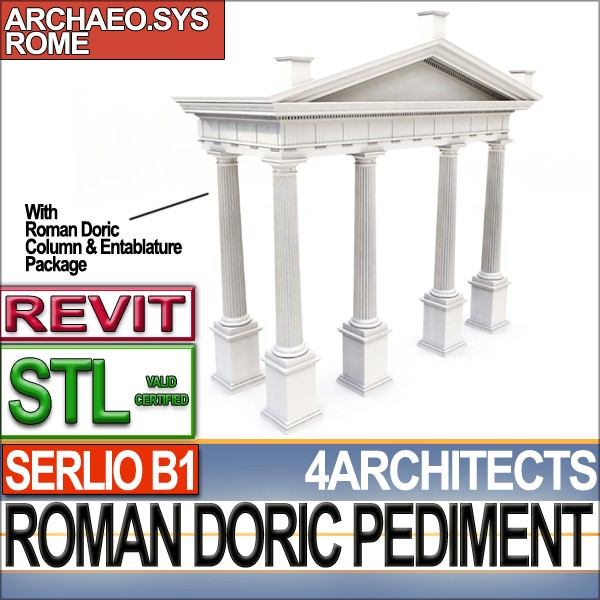 Roman Doric Pediment Serlio Block B1 3D print model_2