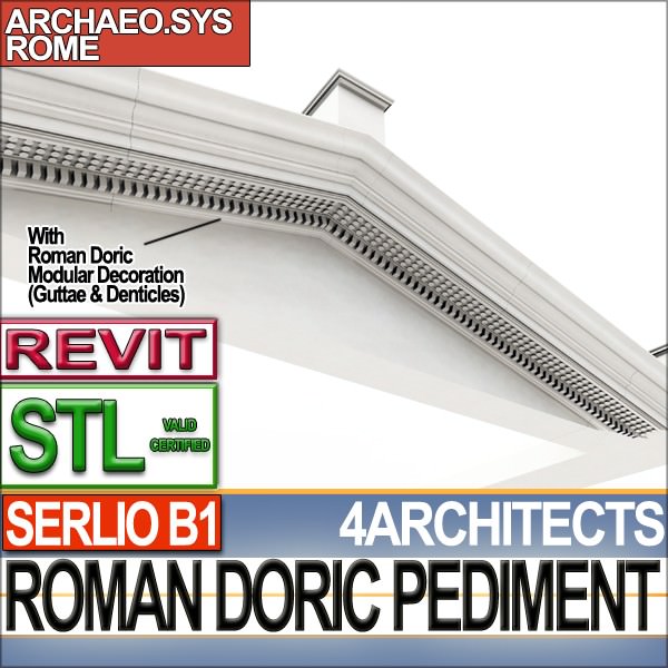 Roman Doric Pediment Serlio Block B1 3D print model_4