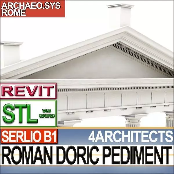Roman Doric Pediment Serlio Block B1 3D print model_0