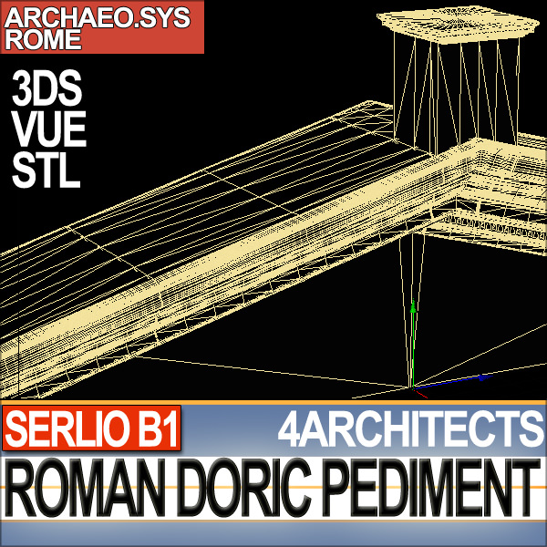 Roman Doric Pediment Serlio Block B1 3D print model_12