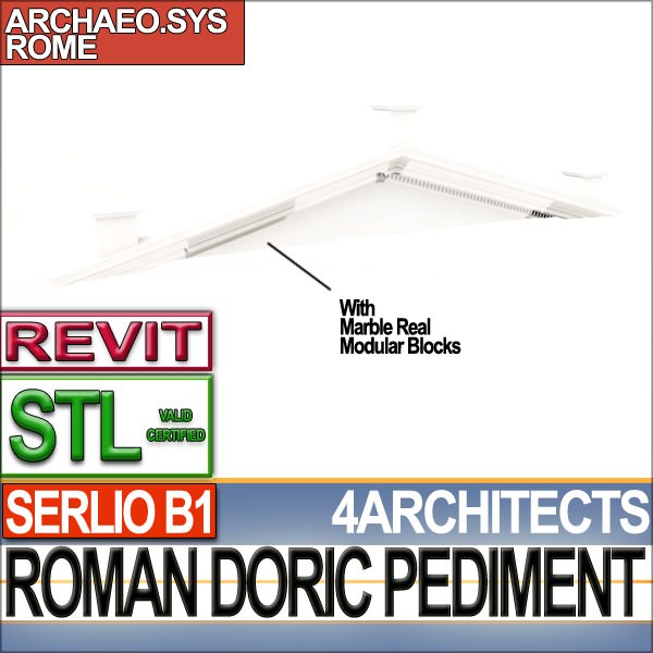 Roman Doric Pediment Serlio Block B1 3D print model_5