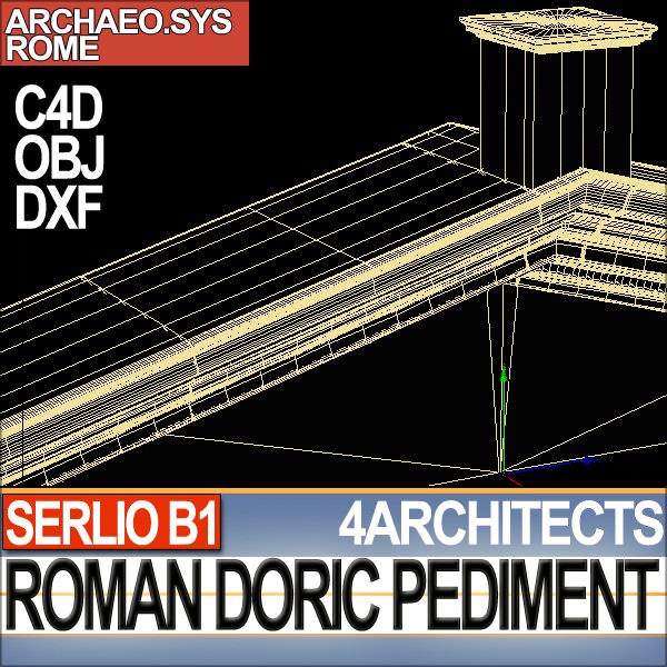 Roman Doric Pediment Serlio Block B1 3D print model_11