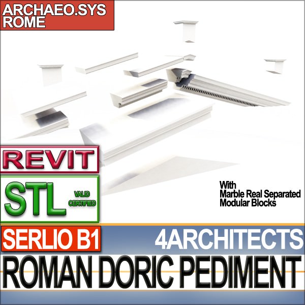 Roman Doric Pediment Serlio Block B1 3D print model_6
