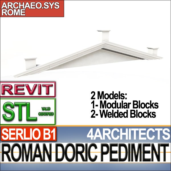 Roman Doric Pediment Serlio Block B1 3D print model_1