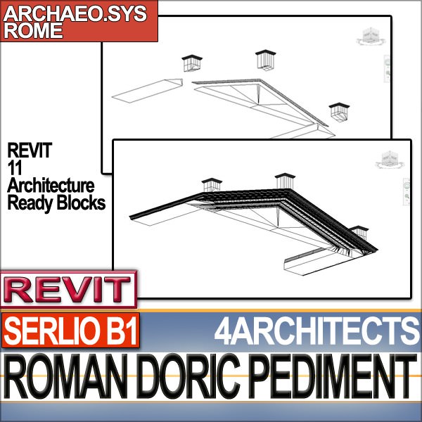 Roman Doric Pediment Serlio Block B1 3D print model_10