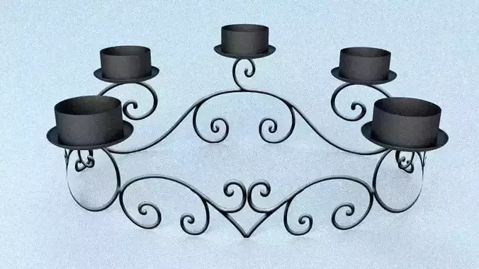 Wrought iron advent wreath Low Poly Chandelier Free low-poly 3D model