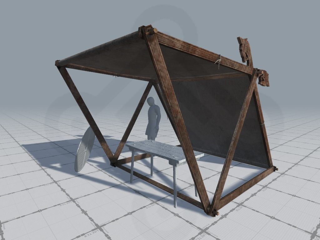 Viking Market Tent Low-poly 3D model_4