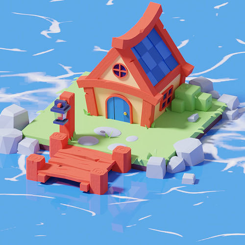 House in the sea Free low-poly 3D model