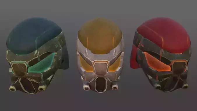 Futuristic helmet Low-poly 3D model