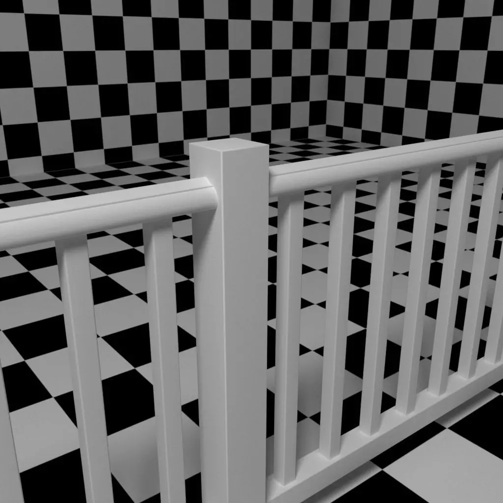 Exterior Railing - White Vinyl - Style 1 3D model_0