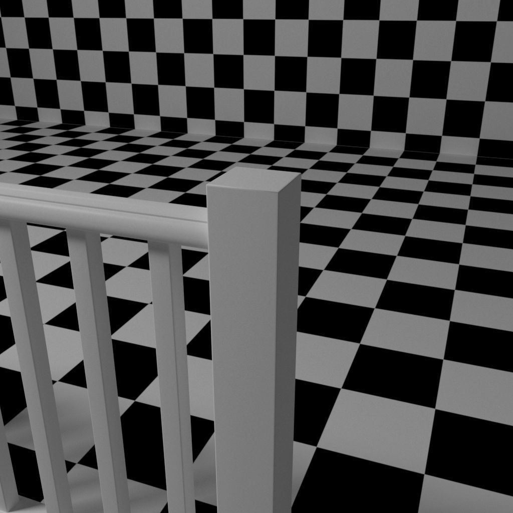 Exterior Railing - White Vinyl - Style 1 3D model_6