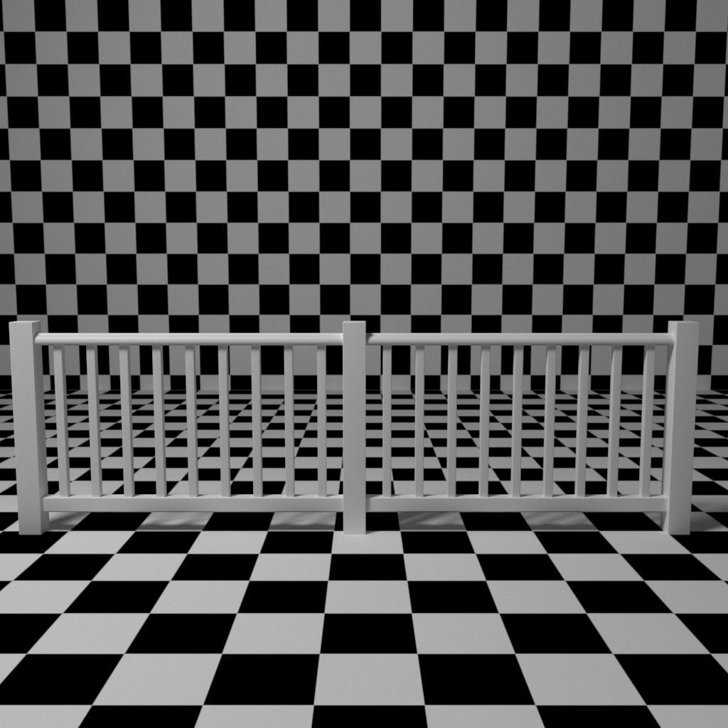 Exterior Railing - White Vinyl - Style 1 3D model_8