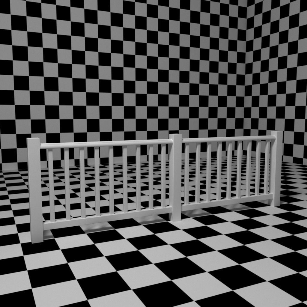 Exterior Railing - White Vinyl - Style 1 3D model_9