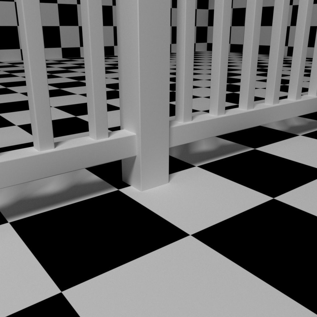 Exterior Railing - White Vinyl - Style 1 3D model_1